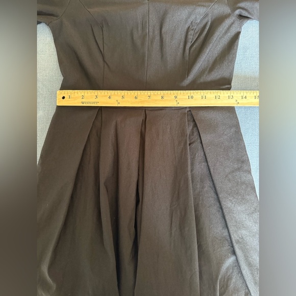 ModCloth Womens Black Dress SZ MD Pleated Swing Sweetheart Fit Flare 3/4 Sleeve - Picture 10 of 10